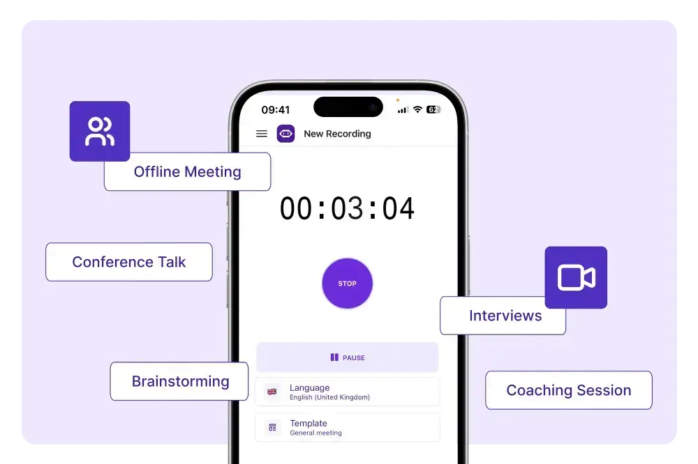 real-time recording of in-person conversation