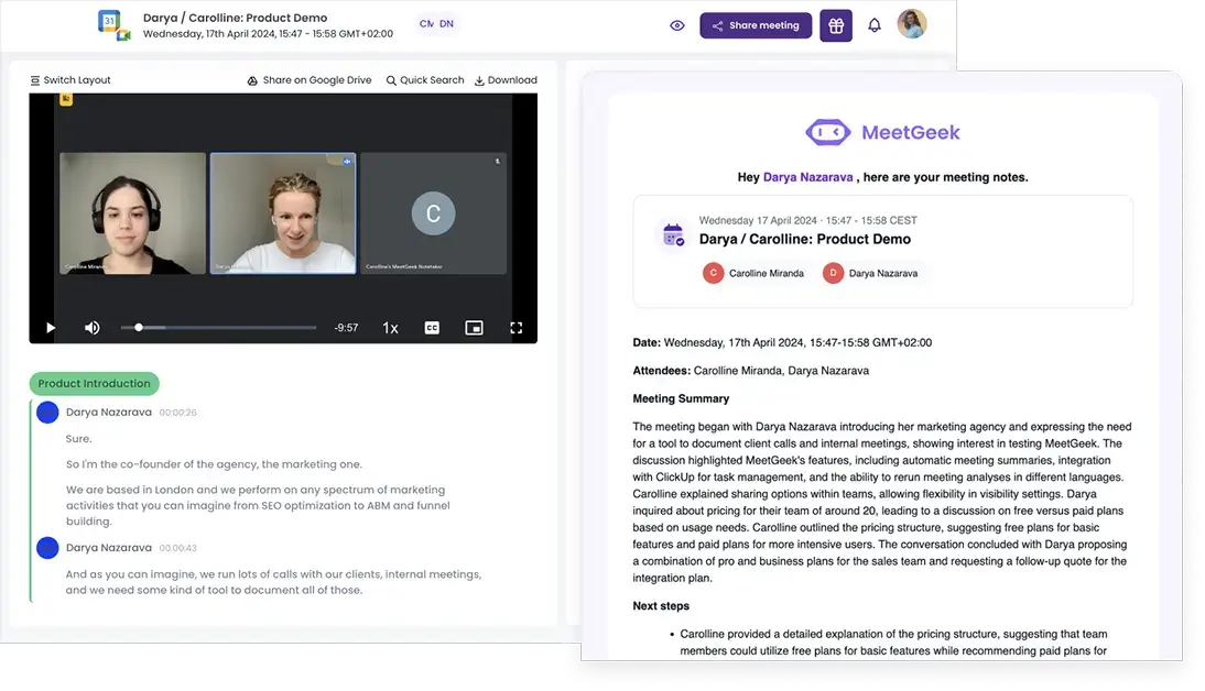 meetgeek meeting minutes template