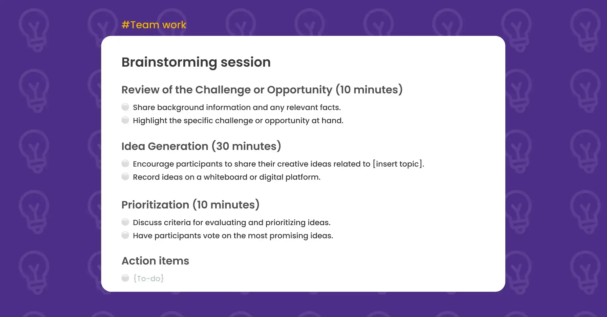 brainstorming session template