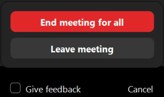 Leave Meeting button in Zoom Meetings