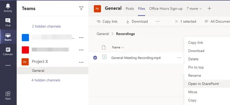How to play a Microsoft Teams Recording