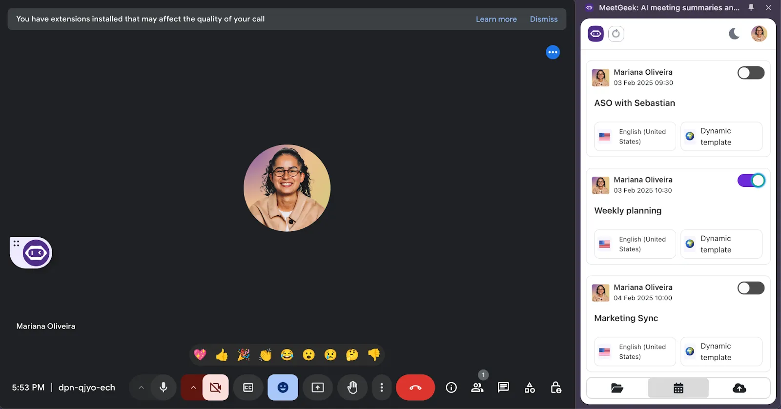 MeetGeek Chrome extension