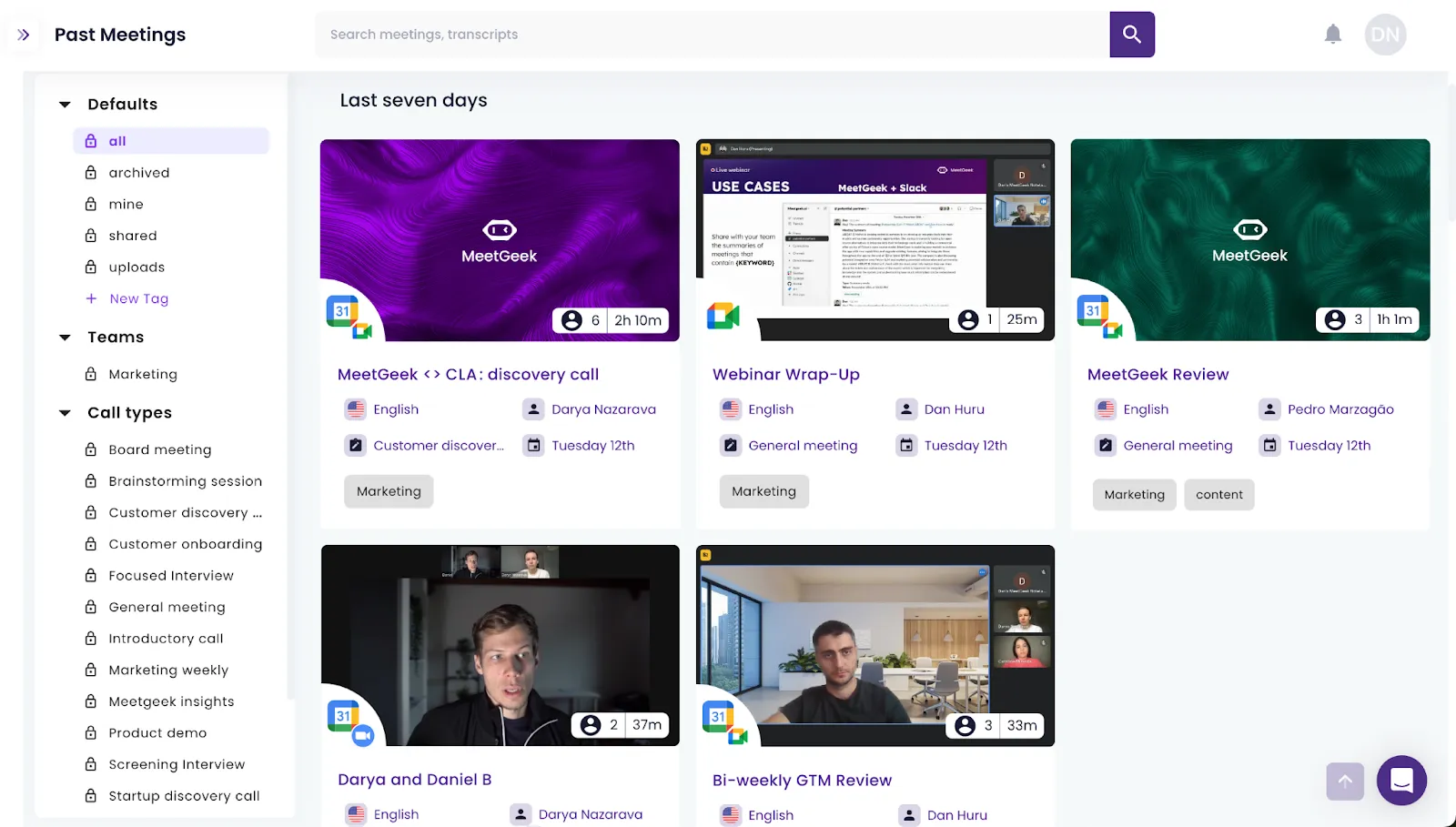 MeetGeek past meetings repository