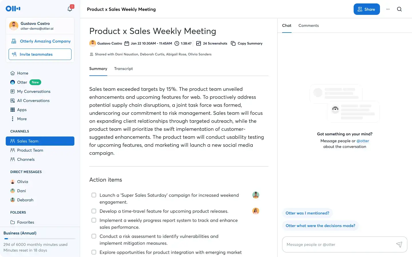 otter ai meeting notes