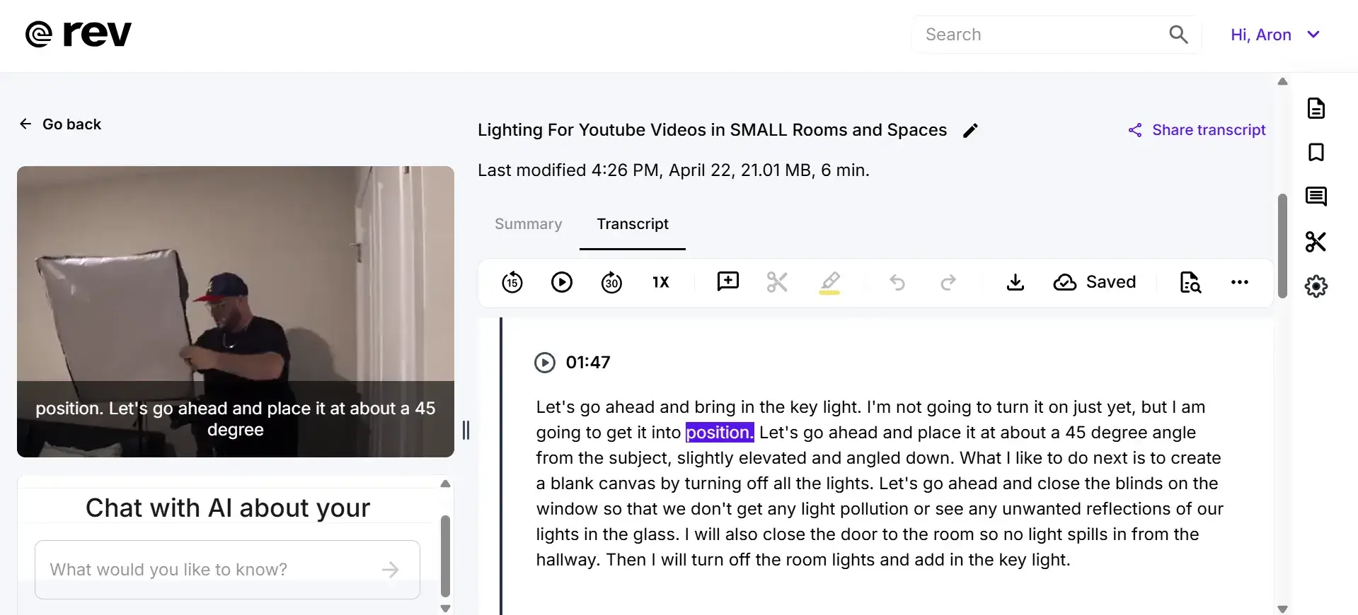 Rev has an automatic transcription tool