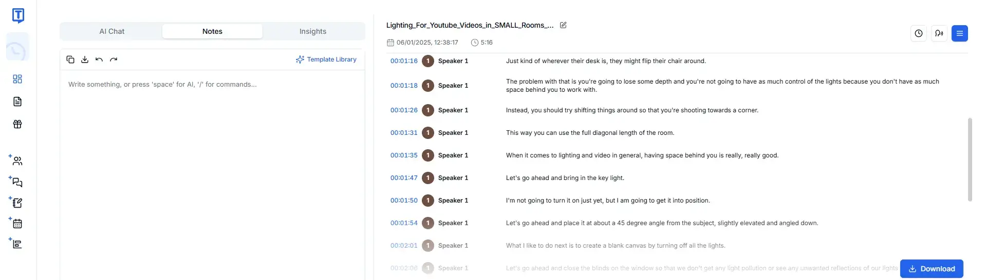 Transkriptor's AI-powered transcription