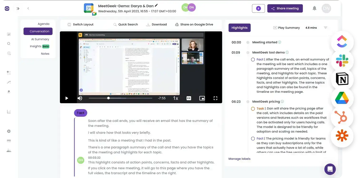 MeetGeek is the best note-taking app