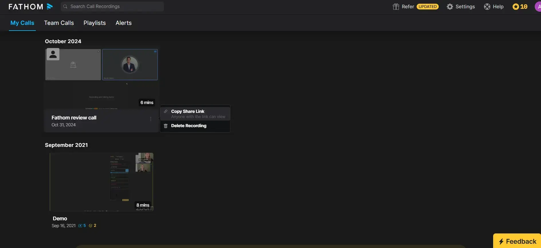 Fathom’s user interface