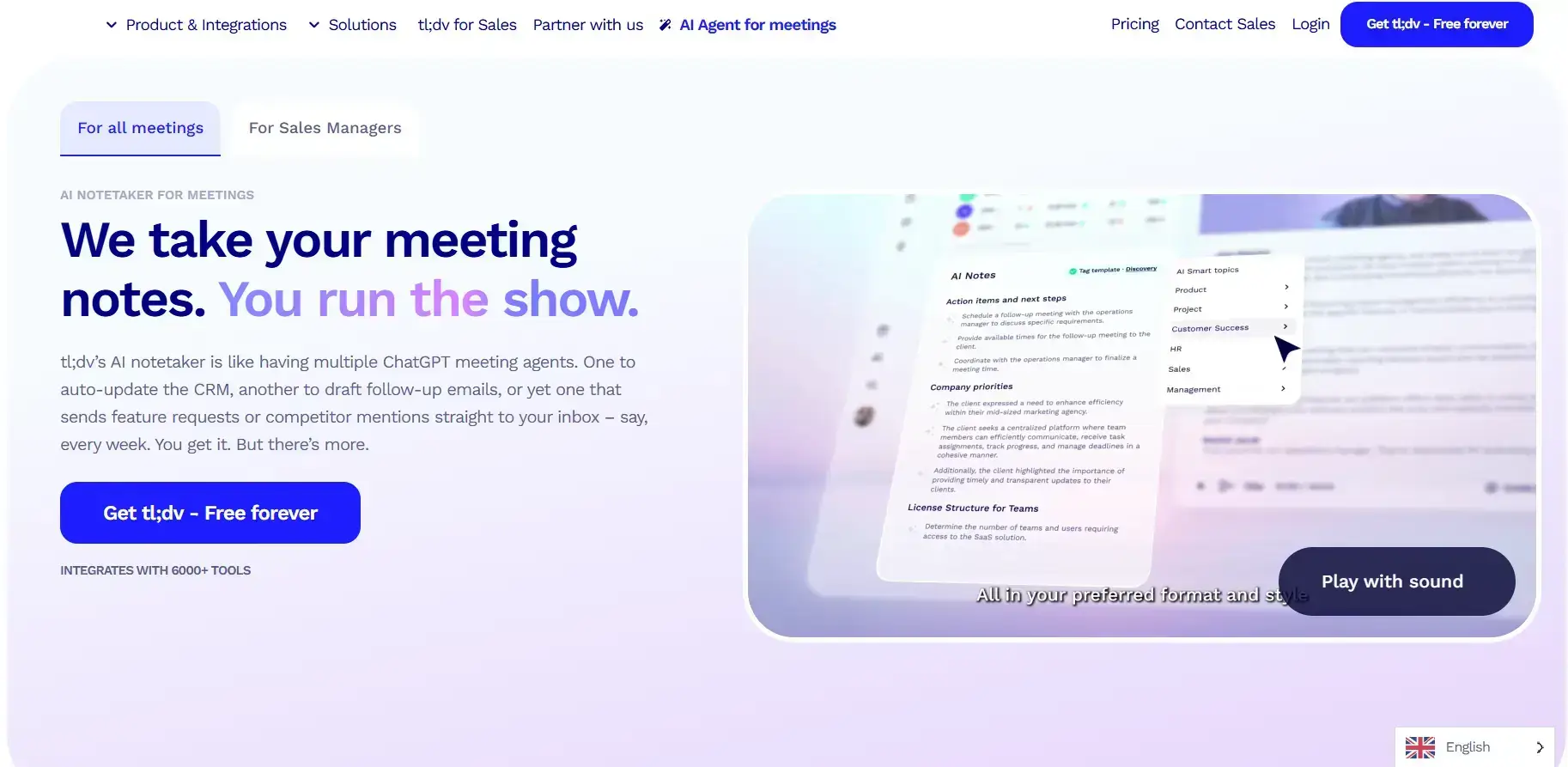 Tl;dv is one of the best Fathom AI alternatives with real-time transcription